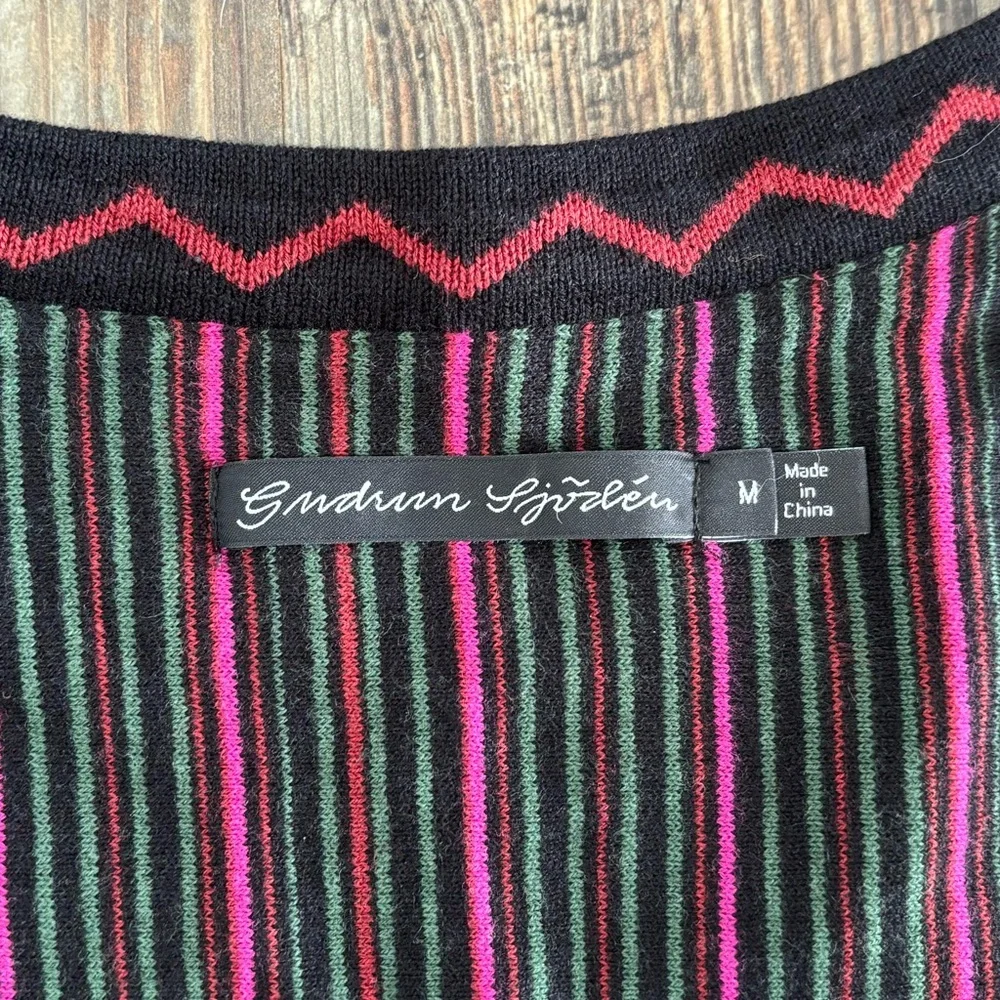 Gudrun Sjödén Knit Cardigan Sweater Medium Black Pink Floral Bold 50% Org Cotton - Picture 4 of 12